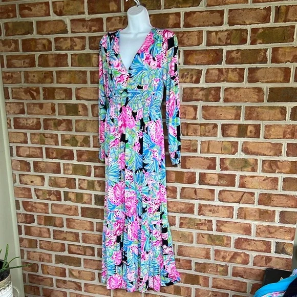 Lilly Pulitzer | Dresses | Lilly Pulitzer Mistral Maxi Dress Onyx Jaguar  Jungle Multicolor Medium | Poshmark